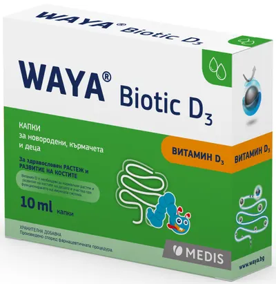 Picături Waya Biotic D3 pentru bebeluși și copii, 10 ml, Medis