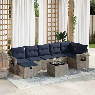 Gossi set canapele de gradina cu perne, 8 piese, gri, poliratan