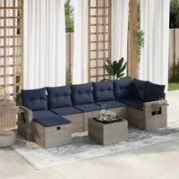 Gossi set canapele de gradina cu perne, 8 piese, gri, poliratan