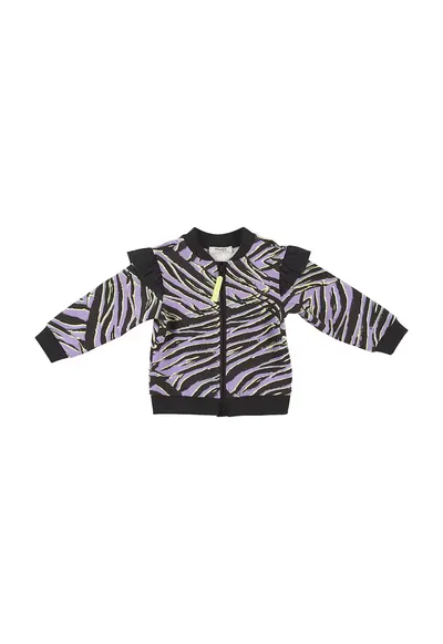 Bluza sport cu fermoar si imprimeu Zebra - Zebra`s - Negru si Lila - pentru fetite - Negru