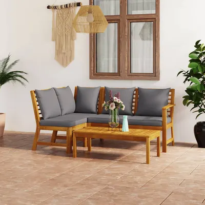 Gossi set mobilier de gradina cu perne, 4 piese, lemn masiv de acacia