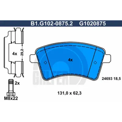 Set placute frana, frana disc GALFER B1.G102-0875.2