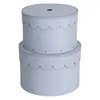 Cutii de depozitare gri-deschis 2 buc. din carton cu capac ø 26x17,5 cm Wilma – Bigso Box of Sweden