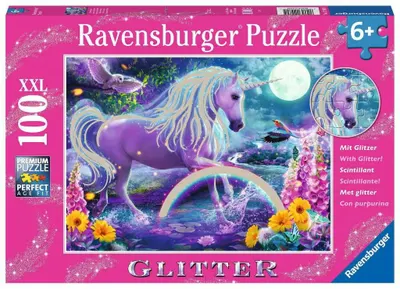 Puzzle cu brocart Ravensburger din 100 XXL piese - Unicorni fantastici