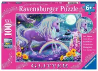 Puzzle cu brocart Ravensburger din 100 XXL piese - Unicorni fantastici
