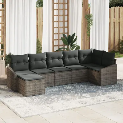 Gossi set 7 piese canapea gradina cu perne ratan poli gri