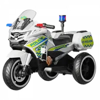 Motocicleta cu 3 roti, Kinderauto POLICE BJML5188 60W, 6V cu scaun tapitat, culoare alba