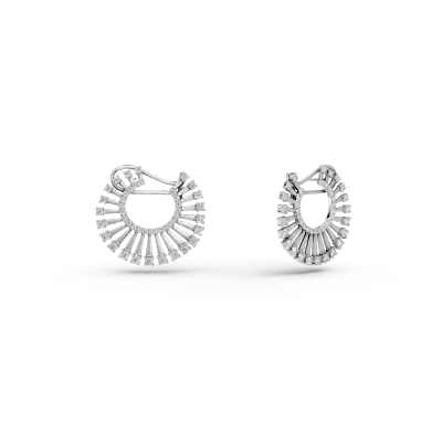 Cercei geometrici din aur alb cu diamante de 1.31ct