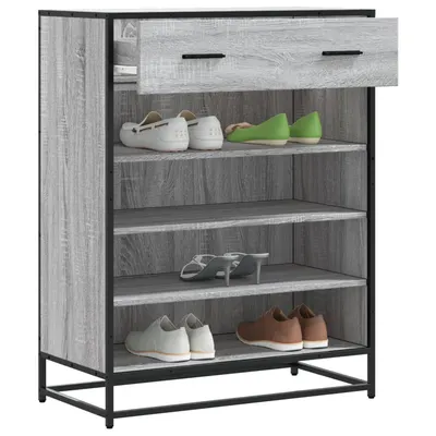 Gossi pantofar, sonoma gri, 75x38x97,5 cm, lemn prelucrat/metal