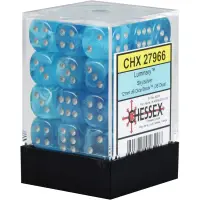 Set 36 Zaruri Chessex Signature 12mm d6 with pips - Luminary - Sky/Argintiu