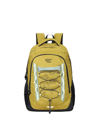 Rucsac textil cu buzunare pentru sticla de apa - Galben