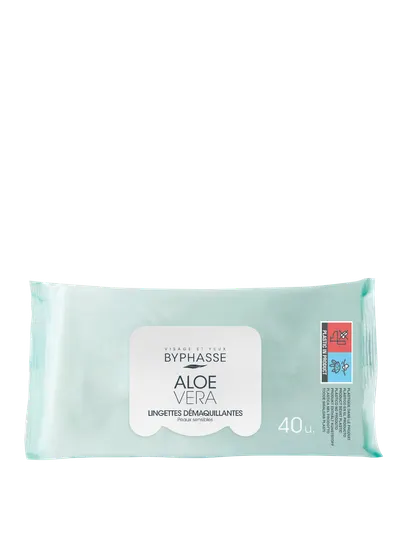 Servetele demachiante cu Aloe Vera pentru ten sensibil, 40 bucati, Byphasse
