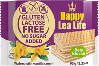 Napolitane fără gluten, lactoză și zahăr, cu vanilie, 95 g, Happy Lea Life