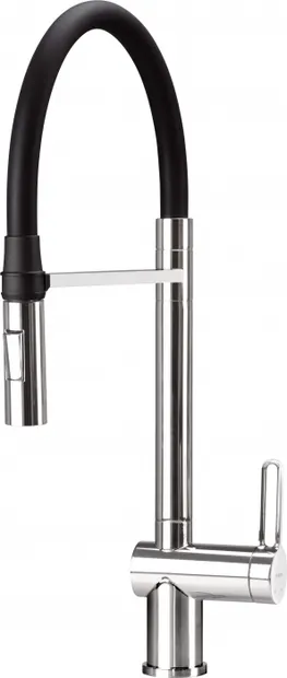 Baterie pentru chiuveta bucatarie, crom, cap mixer, pipa flexibila, 2 tipuri de jet, Deante Magnetic