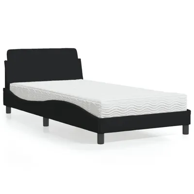 vidaXL Pat cu saltea, Dover, negru, 100x200 cm, textil
