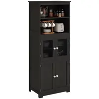 Bufet bucătărie HOMCOM cu sertare, dulapuri de depozitare multi-rangements dim. 60L x 30A x 162Î cm negru | Aosom Romania
