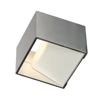 Corp iluminat de perete, aplica, lumini logs in perete, din aluminiu cu LED-uri, 3000K, patrat, periat din aluminiu / alb, inclusiv. conducator auto cu LED-uri