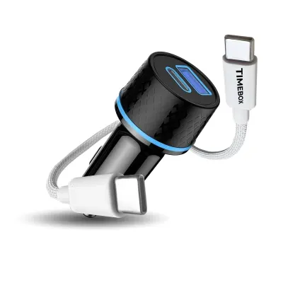 Set Accesorii Auto Timebox, Incarcator Auto 43W USB-C + USB QC 3.0 + Cablu USB-C 66W 1m - Default Title