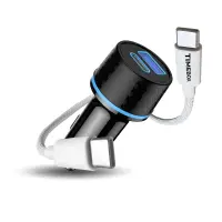 Set Accesorii Auto Timebox, Incarcator Auto 43W USB-C + USB QC 3.0 + Cablu USB-C 66W 1m - Default Title