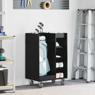 vidaXL Dulap Golf cu roata Simplu Stejar Negru 65 x 45 x 98 cm