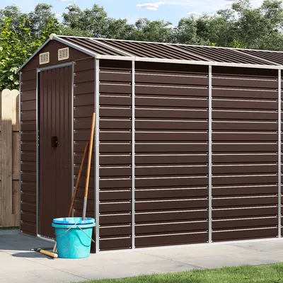Gossi sopron de gradina, maro, 191x640x198 cm, otel galvanizat