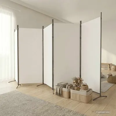 vidaXL Paravan de cameră cu 5 panouri, Alb, 433x180 cm, textil