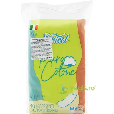 Absorbante din Bumbac Hipoalergenic fara Aripioare 3 Picaturi Puro Cotone 12buc