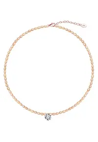 Colier cu Perle Santorini Pearl din Argint 925 Placat cu Aur Roz