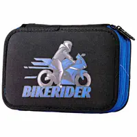 Penar echipat, 37 piese, 2 fermoare, 19.5x13x5cm, Motociclist, PE2008E, Daco