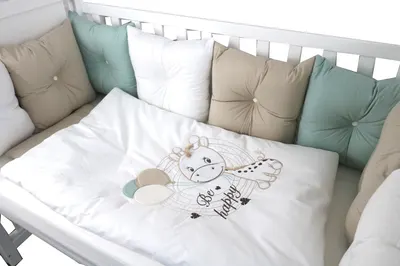 Set lenjerie de pat de lux Bambino Casa - Pillows beige, 12 piese