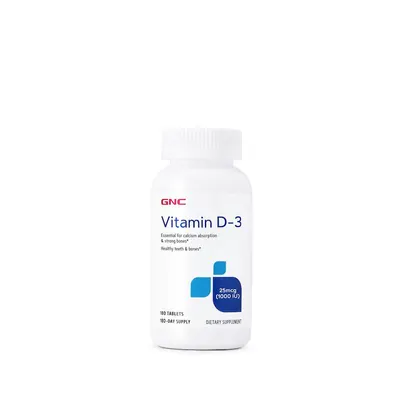 GNC Vitamin D-3 1000 Iu, Naturala 100% Din Lanolina | 180 Tb