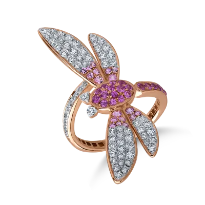 Inel din aur alb-roz cu diamante de 0.9ct si safire de 0.64ct