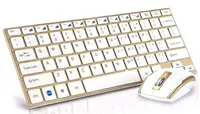 Set Tastatura si Mouse wireless design compact si elegant culoare Gold Andowl Q K3940