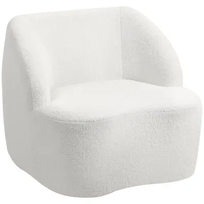 HOMCOM Fotoliu modern cu capitonaj din fleece, fotoliu confortabil pentru sufragerie, dormitor, birou acasă, Crem | Aosom Romania