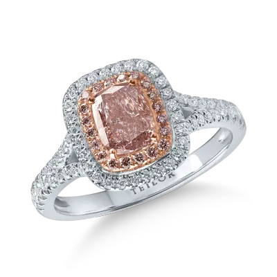 Inel din aur alb-roz cu diamant fancy roz de 1.01 si diamante roz si incolore de 0.46ct