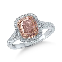 Inel din aur alb-roz cu diamant fancy roz de 1.01 si diamante roz si incolore de 0.46ct