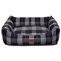 4DOG Deluxe Danish, pat dreptunghiular câini, bumbac, ortopedic, negru, XS-S(50x38x19cm)