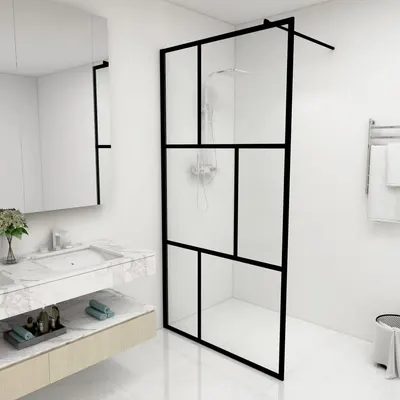 Gossi paravan de dus walk-in, negru, 100x195 cm, sticla securizata