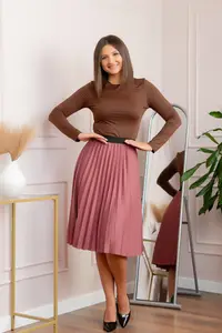Fusta plisata Luna cu elastic in talie - Roz