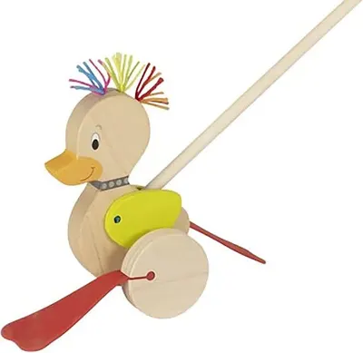 Jucarie de impins din lemn Goki - Ratusca punk