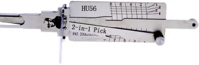 Decodor unealta auto Lishi Originala HU56 – 2-in-1 Pick, pentru deblocare usi si portbagaj, compatibila cu Volvo S40, V40 si Mitsubishi Carisma