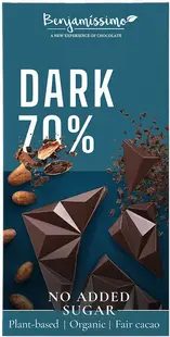 Ciocolată naturală organică, 70% cacao, 60 g, Benjamissimo