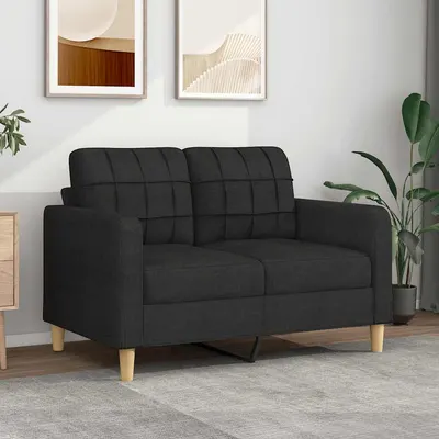vidaXL Canapea cu 2 locuri, negru, 120 cm, material textil