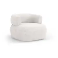 Fotoliu alb cu tapițerie din stofă bouclé Jenny – Micadoni Home