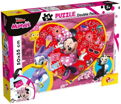 Puzzle cu două fețe Lisciani de colorat din 24 piese - Minnie Mouse