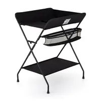 Masuta pentru infasat si schimbat scutece, Feedo, Multifunctionala, Pliabila, Cu raft pentru depozitare si compartiment lateral, Realizata din fier, panza si in, 80.5 x 67 x 102.5 cm, Negru