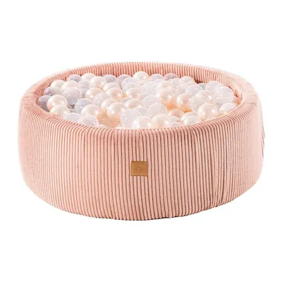 Piscină cu bile roz din catifea reiată ø 90x30 cm Montessori – Meowbaby