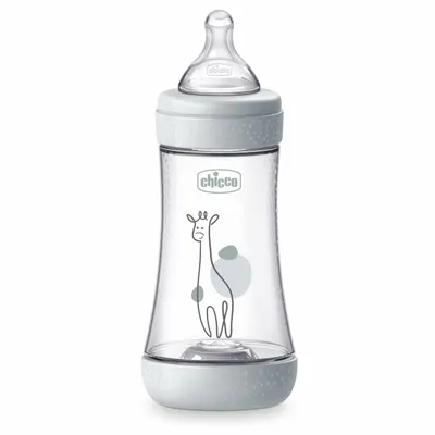Biberon Chicco Perfect5 240ml, biofunctional, anti-colici, tetina silicon, flux mediu, unisex, 2luni