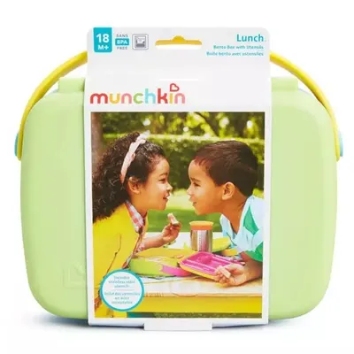 Cutie Bento Lunch Munchkin cu ustensile din inox 18L+ green