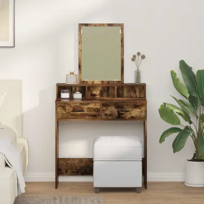 vidaXL Masă de Machiaj Stejar fumuriu 79 x 41 x 140 cm Lemn prelucrat
